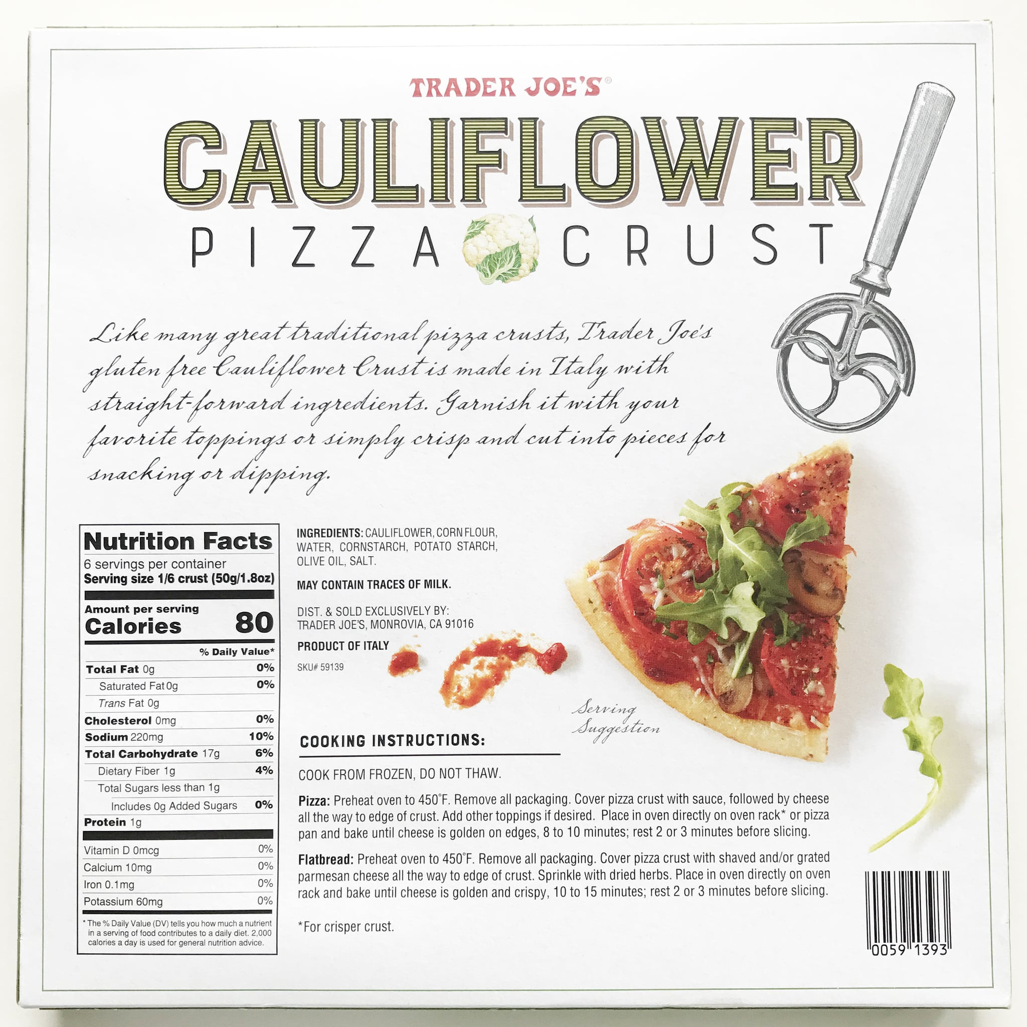 Cauliflower Pizza Crust Publix
 California Pizza Kitchen Cauliflower Crust Nutrition Facts