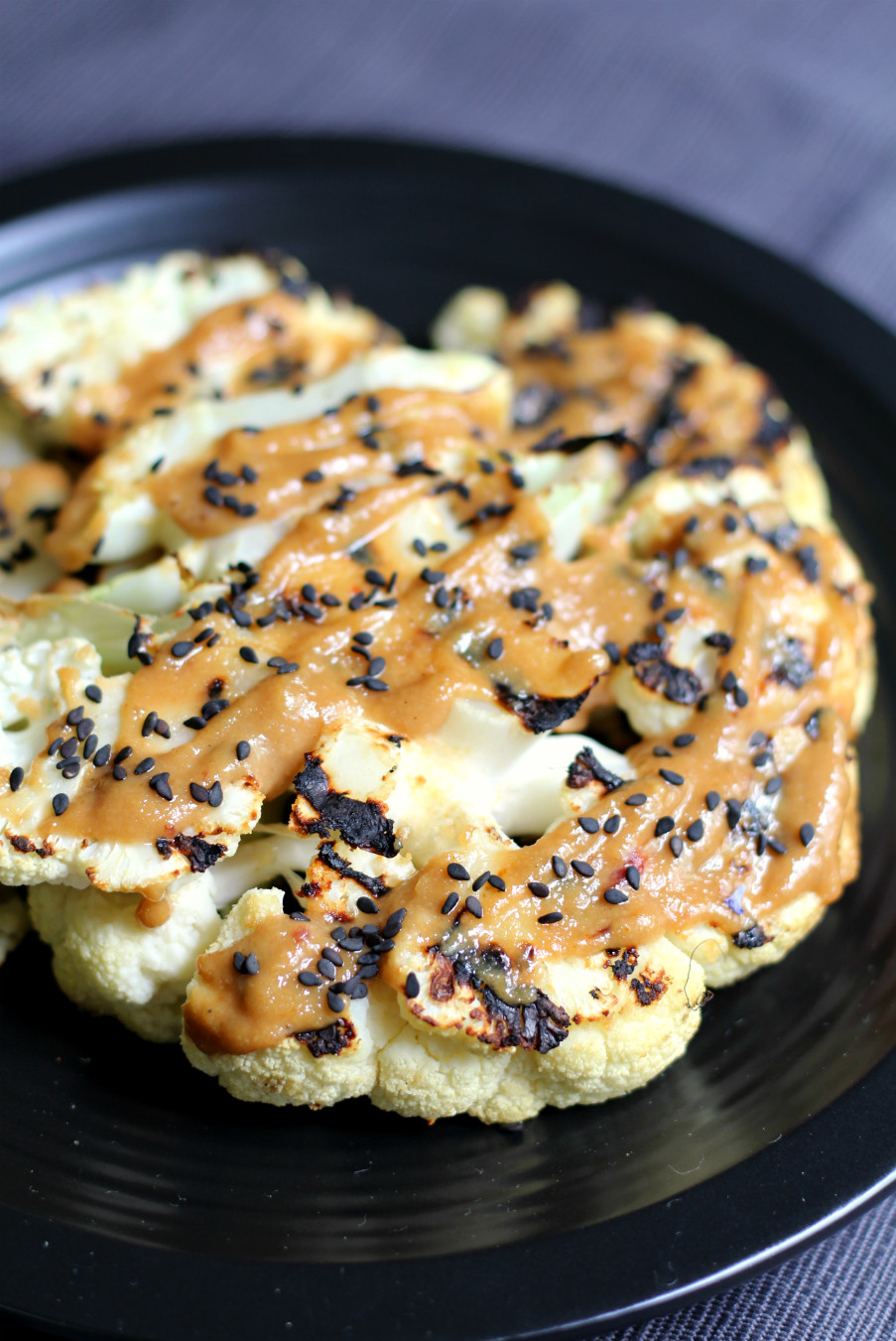 Cauliflower Steaks Grilled
 Grilled Ginger Cauliflower Steaks with Tahini Sauce