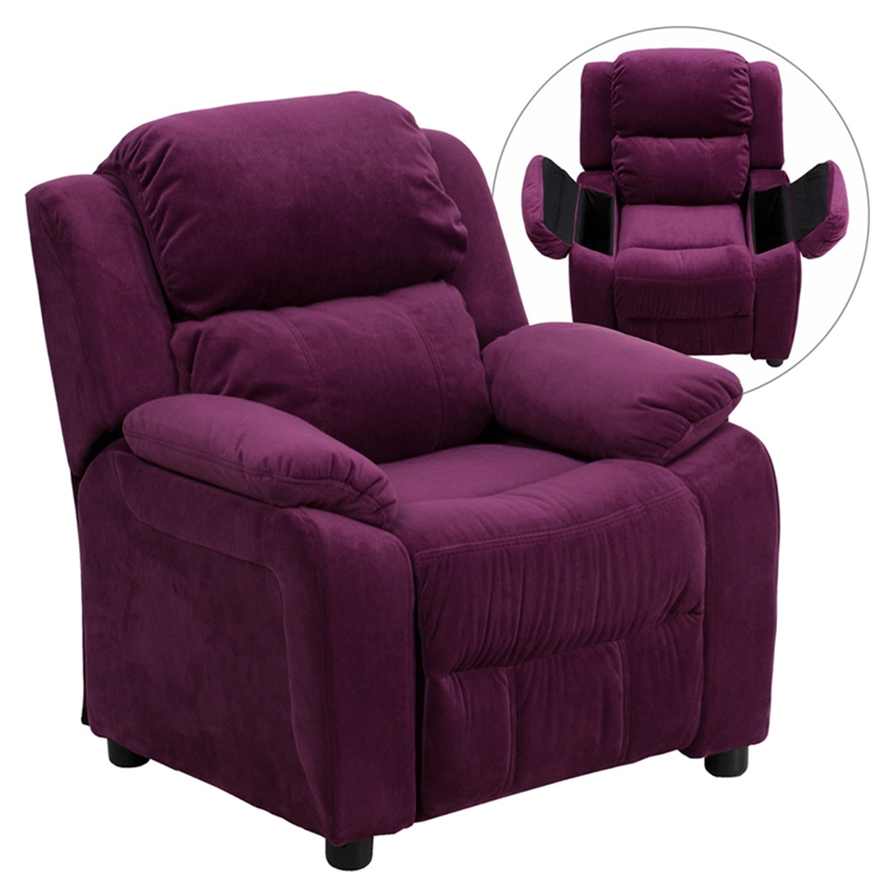 Chair For Kids
 Deluxe Padded Upholstered Kids Recliner Storage Arms