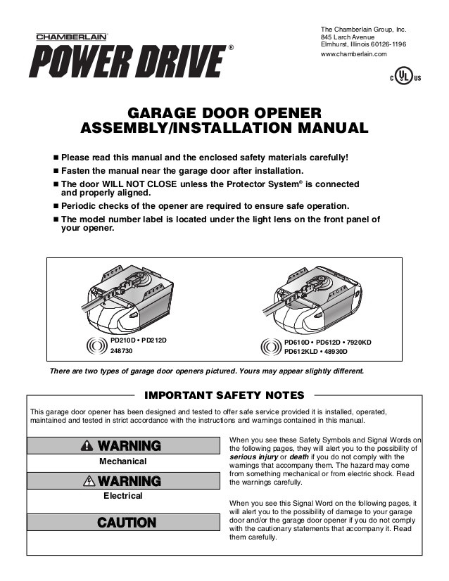 Chamberlain Garage Door Installation
 Chamberlain Garage Door Opener Manual