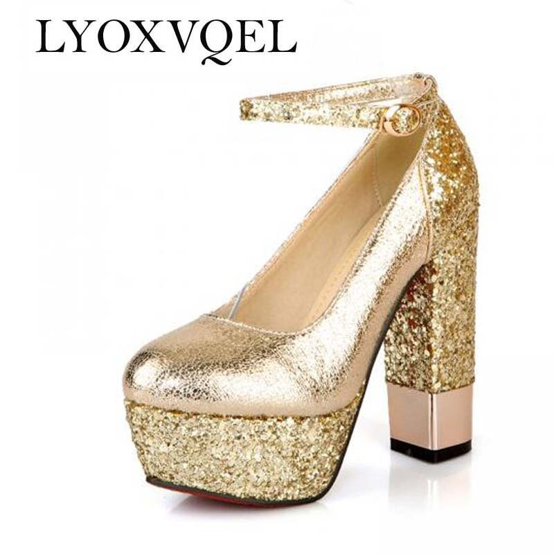 Champagne Color Wedding Shoes
 Aliexpress Buy Fashion high heeled shoes thick heel