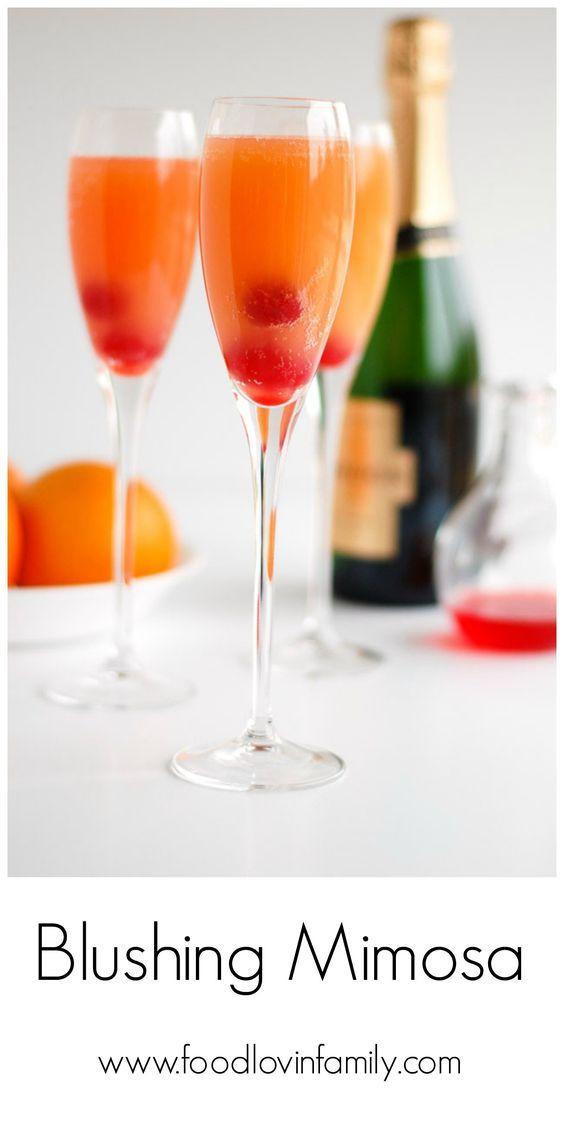 Champagne Drinks For Brunch
 Blushing Mimosas