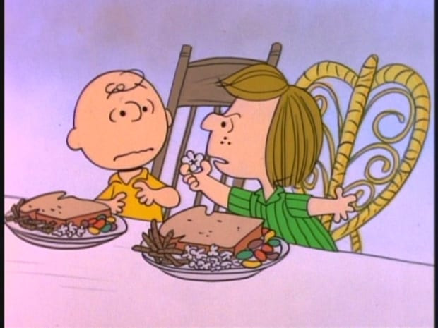 Charlie Brown Thanksgiving Table
 Ultimate Holiday Tables in as Seen in the Movies