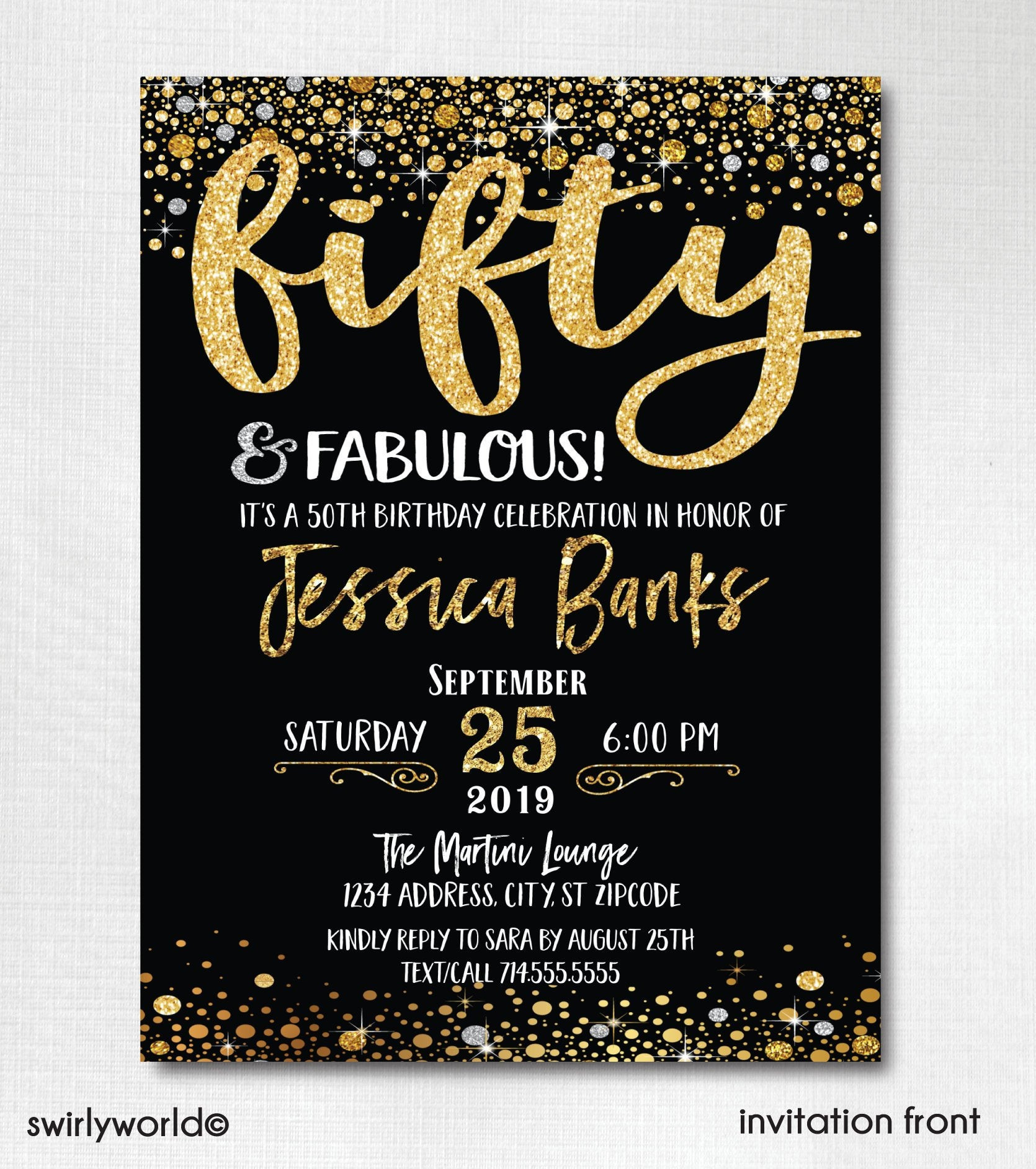 Cheap 50th Birthday Invitations
 50 and Fabulous Birthday Invitations 50th Gold and Black