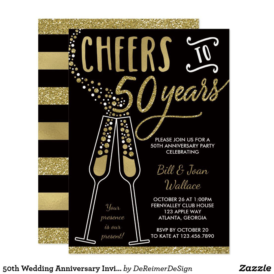 Cheap 50th Birthday Invitations
 50th Wedding Anniversary Invitation Faux Glitter