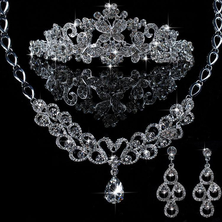 Cheap Bridal Jewelry Sets
 Wholesale Wedding Australia Rhinestone Necklace Crown
