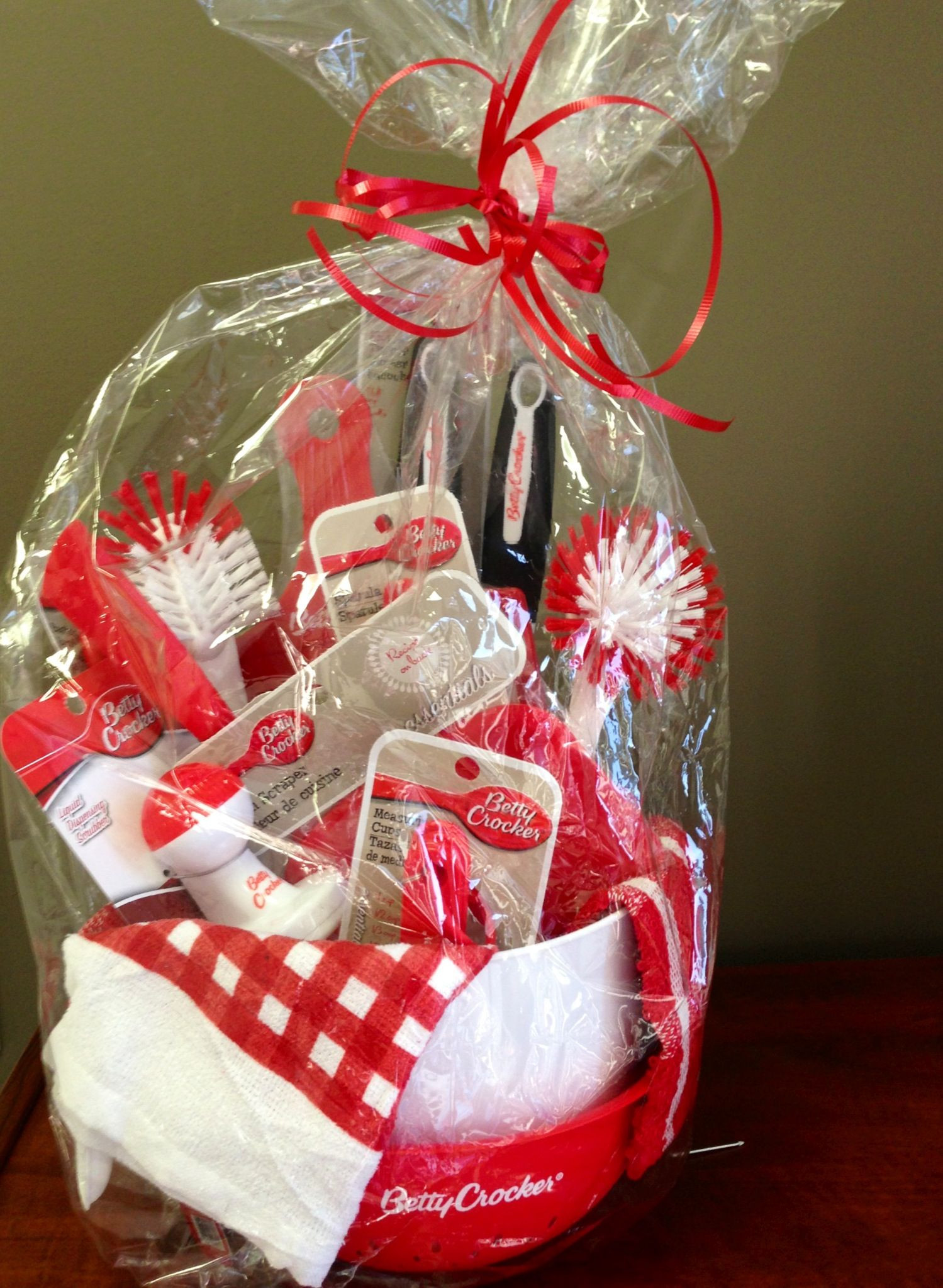 Cheap Homemade Gift Basket Ideas
 Kitchen Gift basket from the Dollar Tree Good for showers