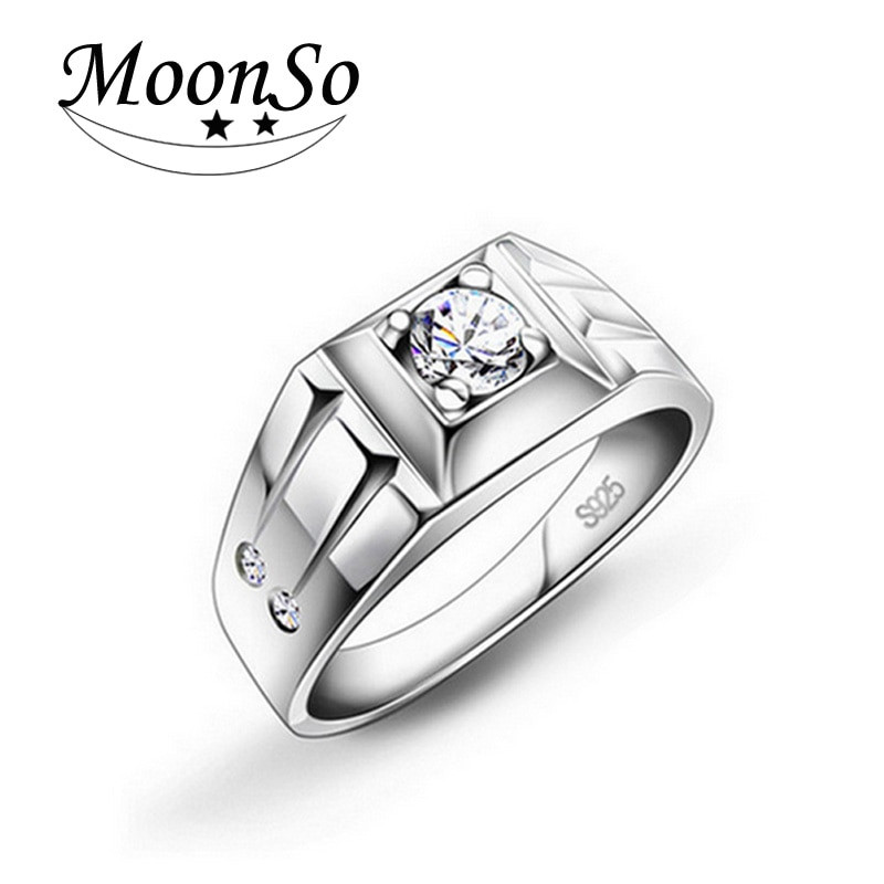 Cheap Wedding Rings For Men
 Moonso CZ cheap genuine 925 pure Sterling Silver men rings