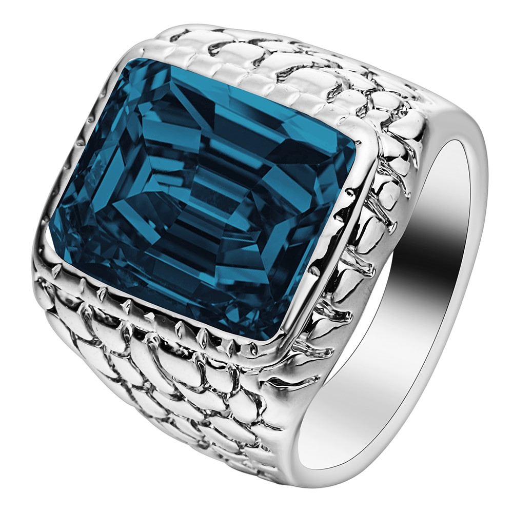 Cheap Wedding Rings For Men
 silver color large square crystal men ring jewelry for