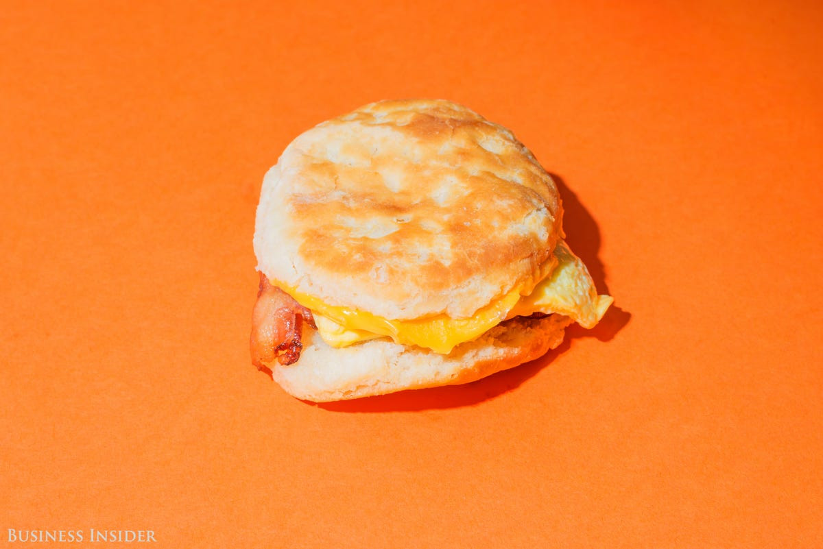 Chick Fil A Bacon Egg &amp; Cheese Biscuit
 Fast food biscuit breakfast sandwich review Business Insider