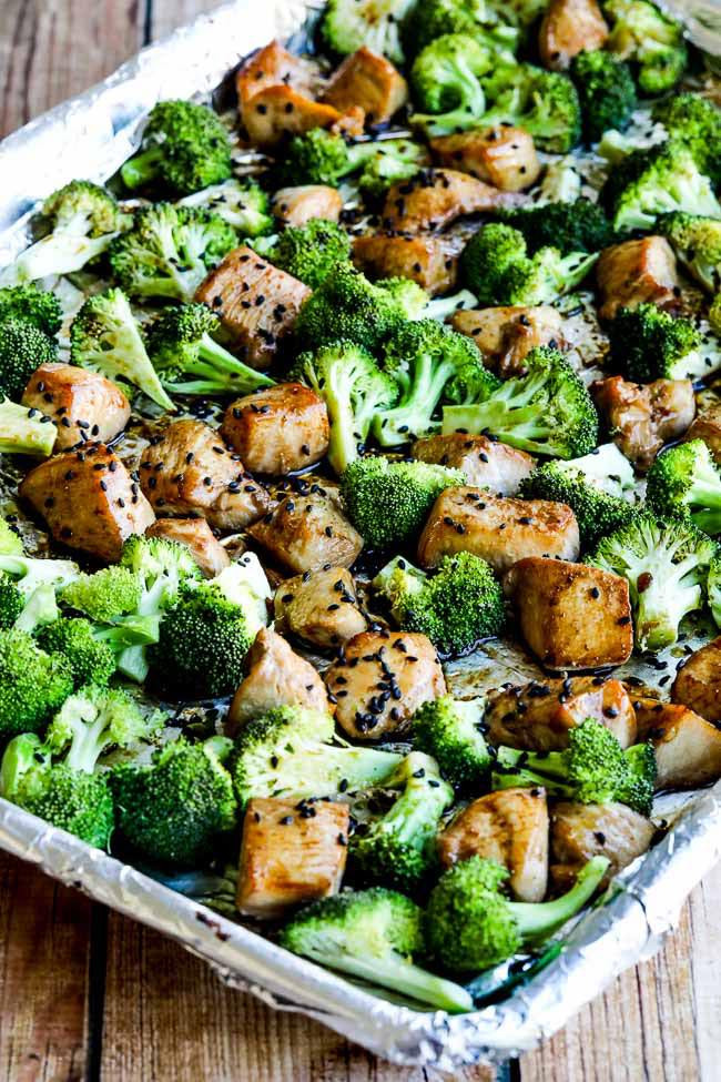 Chicken And Broccoli Recipes Low Calorie
 Low Carb Sesame Chicken and Broccoli Sheet Pan Meal Video