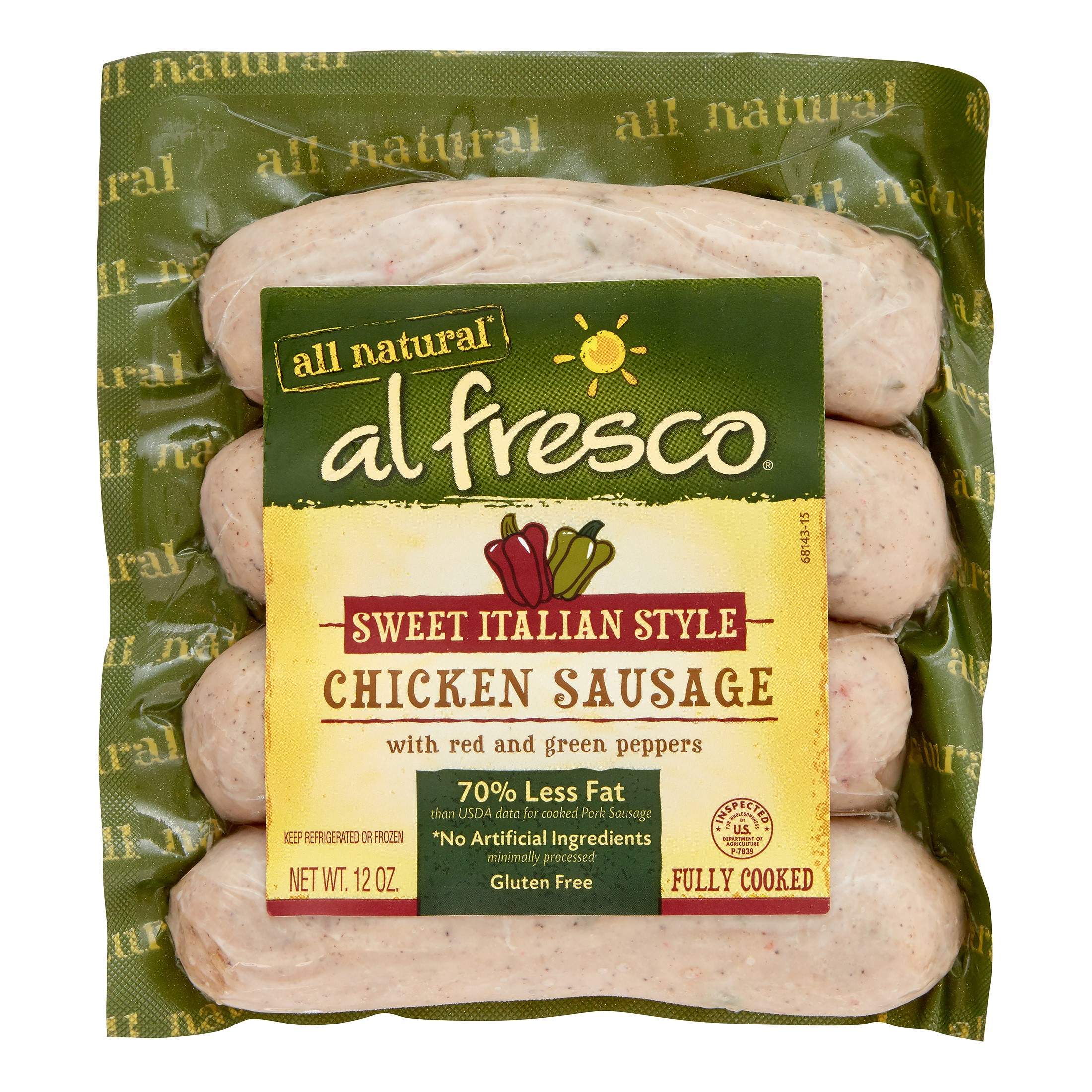 Chicken And Italian Sausage
 Al Fresco Sweet Italian Style Chicken Sausage 12 Oz