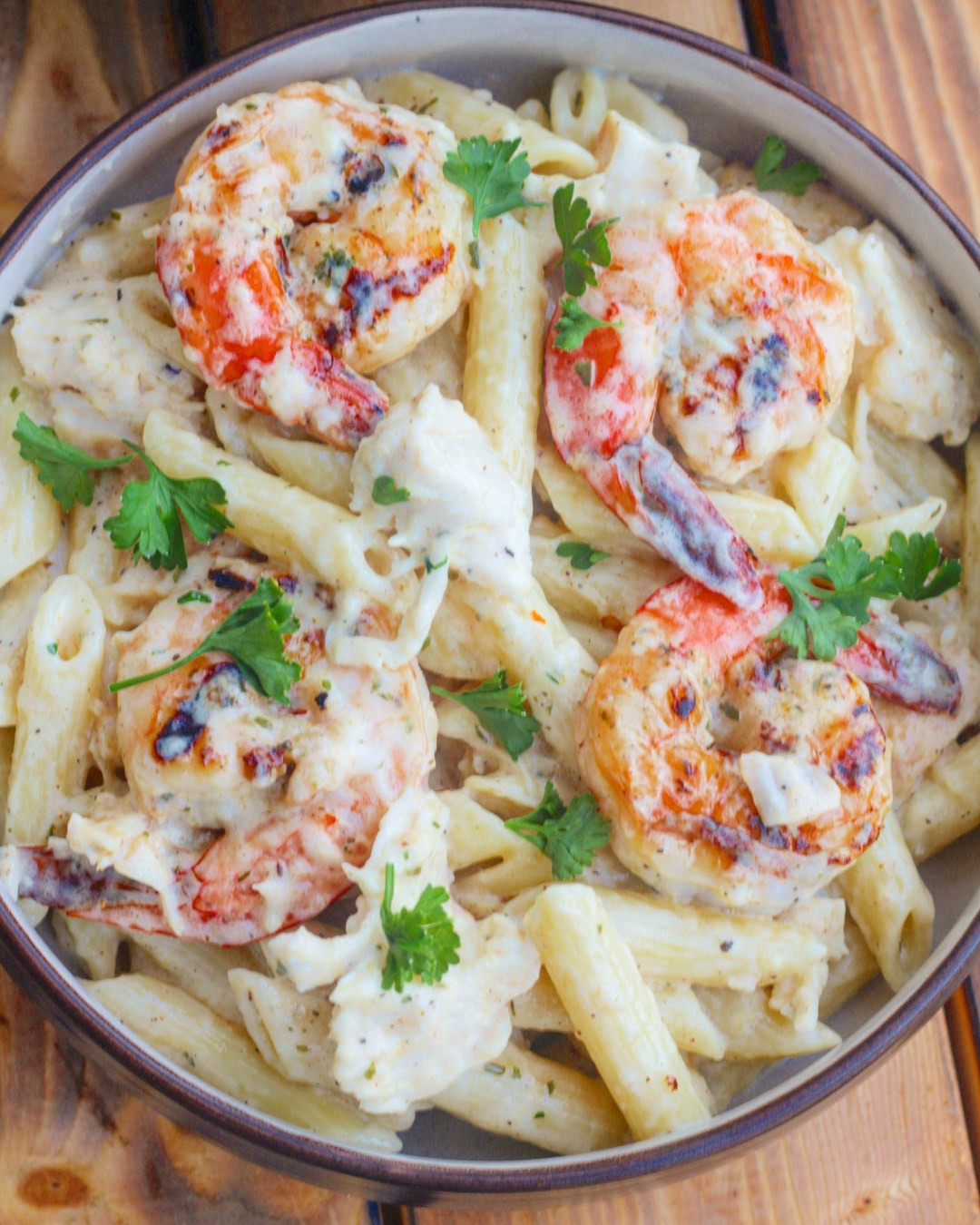 Chicken And Shrimp Alfredo Pasta Recipe
 Creamy Shrimp and Chicken Alfredo Pasta Ev s Eats