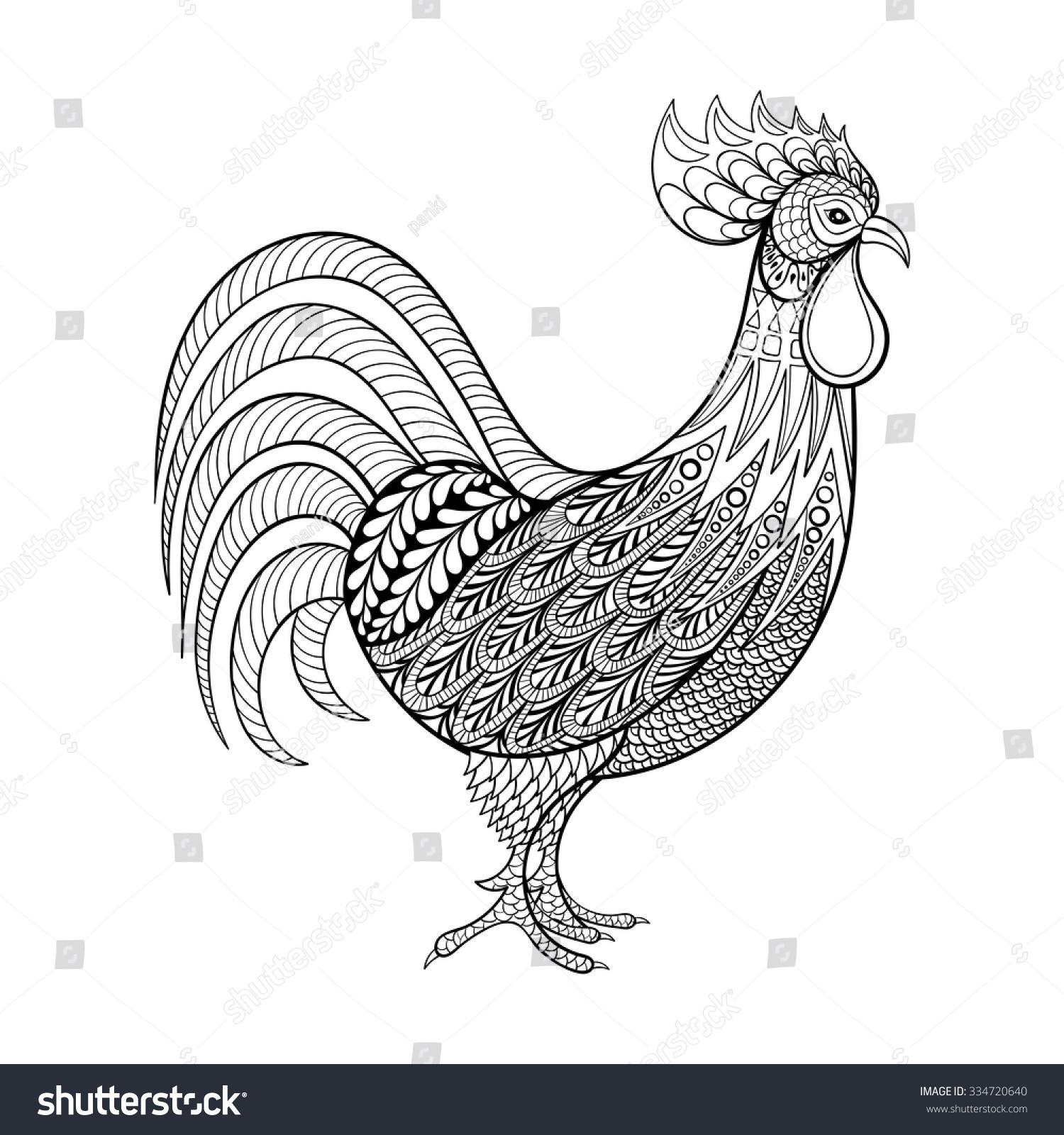 Chicken Coloring Pages For Adults
 Rooster Chicken Domestic Farmer Bird Coloring Stock Vector