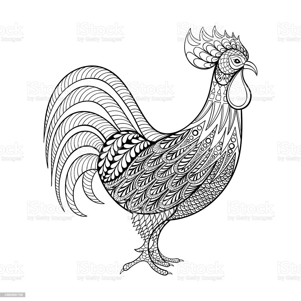 Chicken Coloring Pages For Adults
 Rooster Chicken Domestic Farmer Bird For Coloring Pages