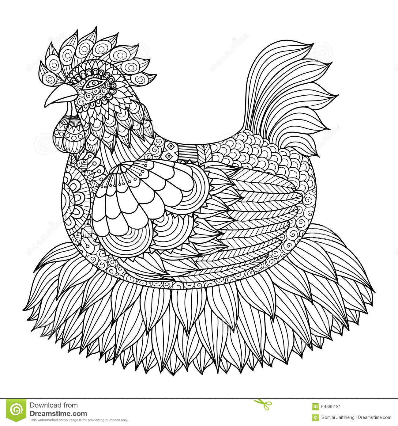 Chicken Coloring Pages For Adults
 Hand Drawn Zentangle Chicken For Coloring Book For Adult