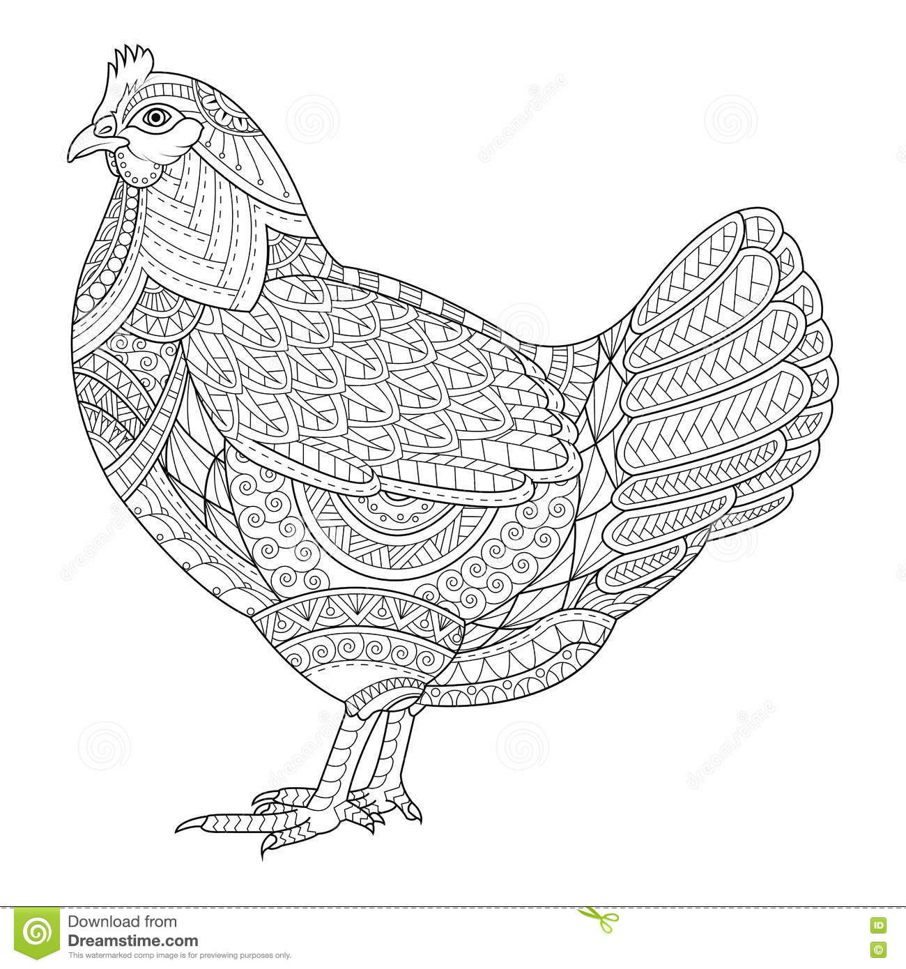 Chicken Coloring Pages For Adults
 Chicken Zentangle Stylized For Coloring Book For Adult