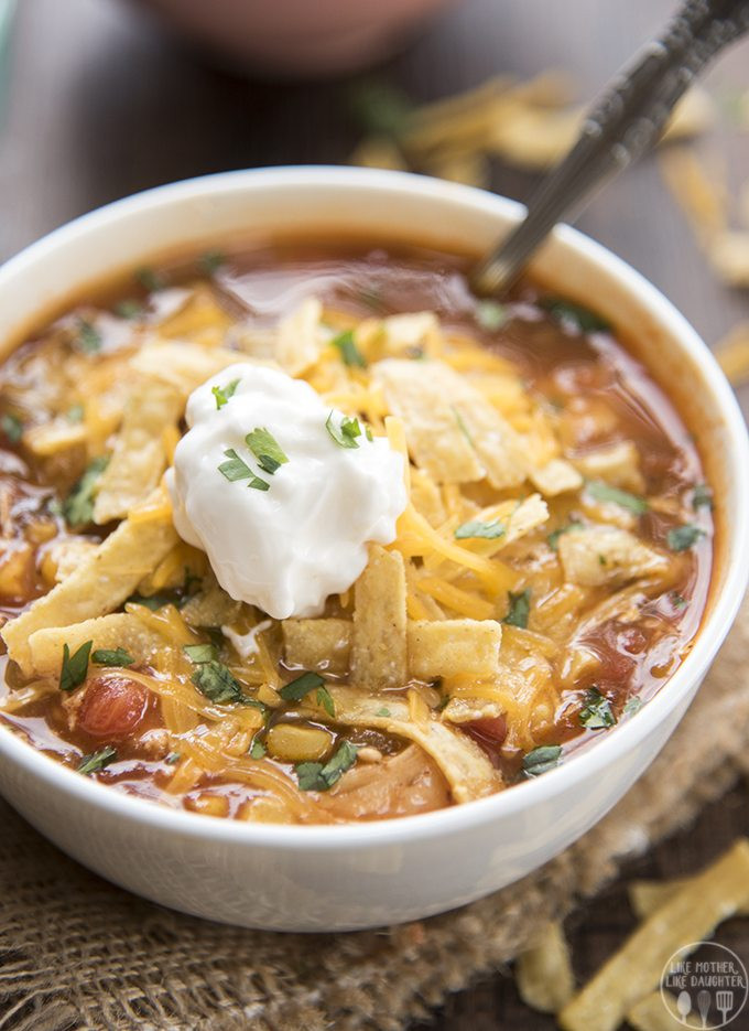 Chicken Enchilada Soup Chili'S
 Slow Cooker Chicken Enchilada Soup – Like Mother Like