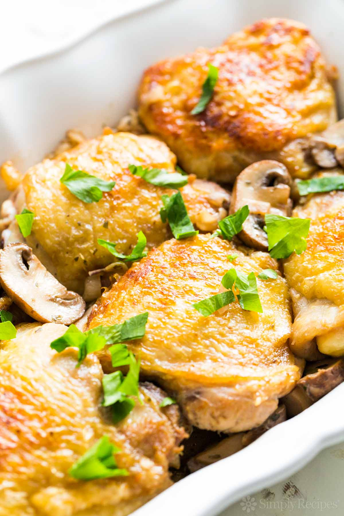 Chicken Thighs Mushroom
 Chicken Thighs with Mushrooms and Shallots Recipe