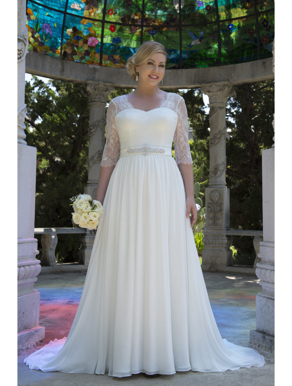 Chiffon Wedding Gowns
 Informal Lace Chiffon Modest Plus Size Wedding Dresses