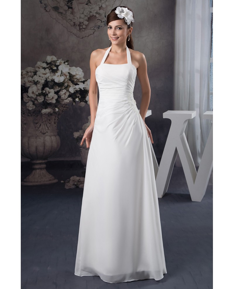 Chiffon Wedding Gowns
 A line Halter Floor length Chiffon Wedding Dress OP