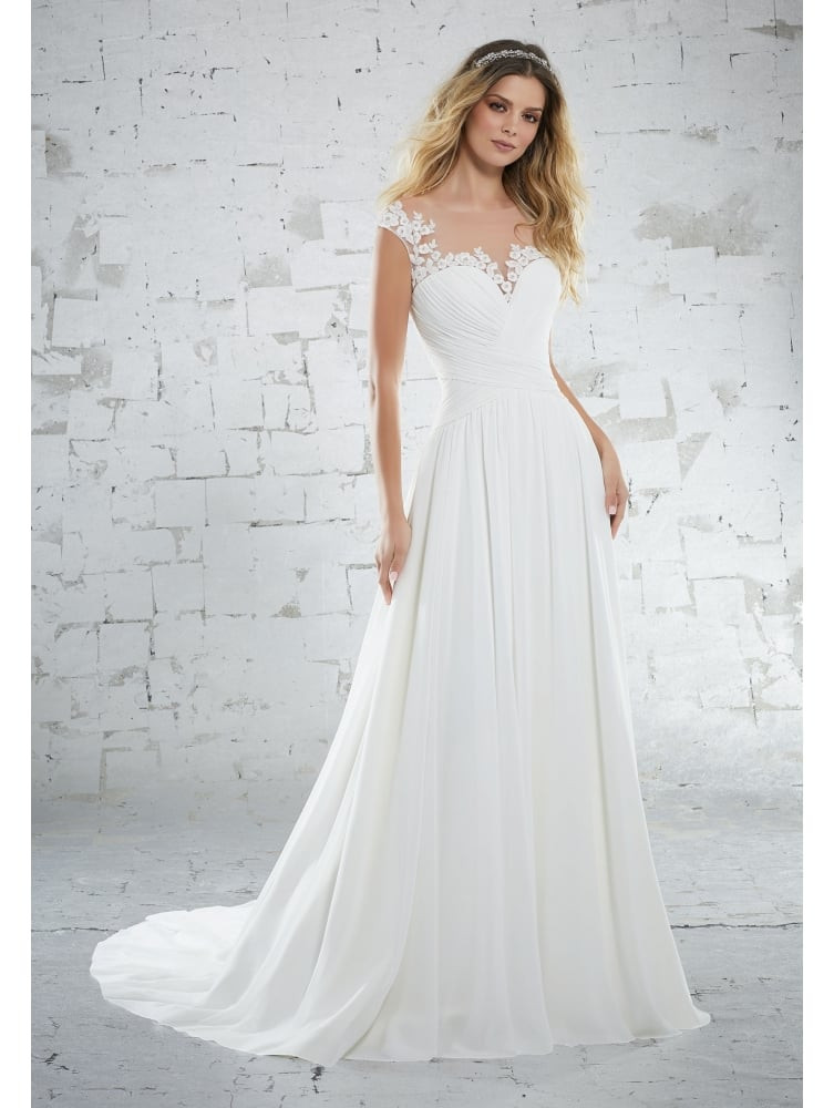 Chiffon Wedding Gowns
 Mori Lee 6885 Kamella Delicate Chiffon Wedding Dress Ivory