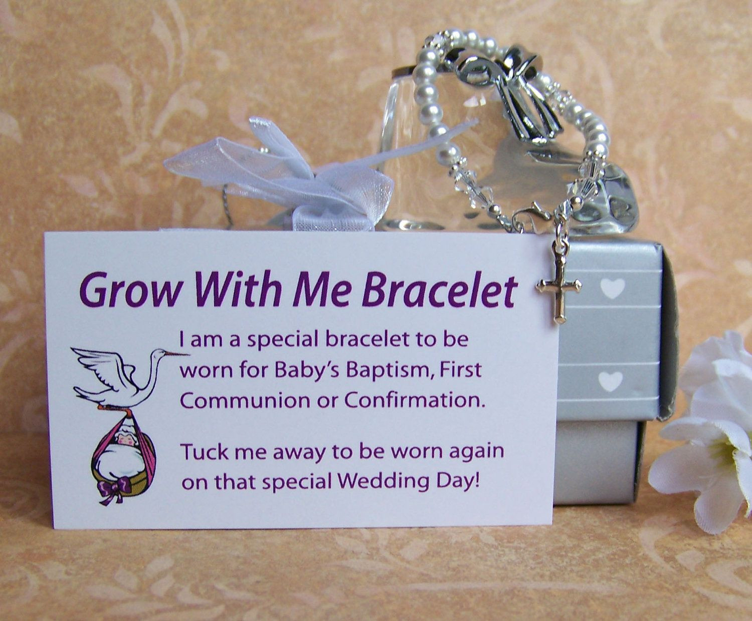 Child Baptism Gifts
 Baby Girl Baptism Bracelet Grow With Me by luckycharm5286