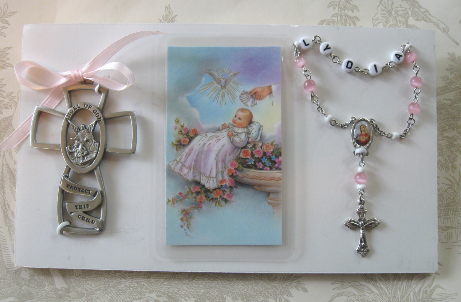 Child Baptism Gifts
 Baby Baptism Rosary Gift Boy or Girl Crib Cross by