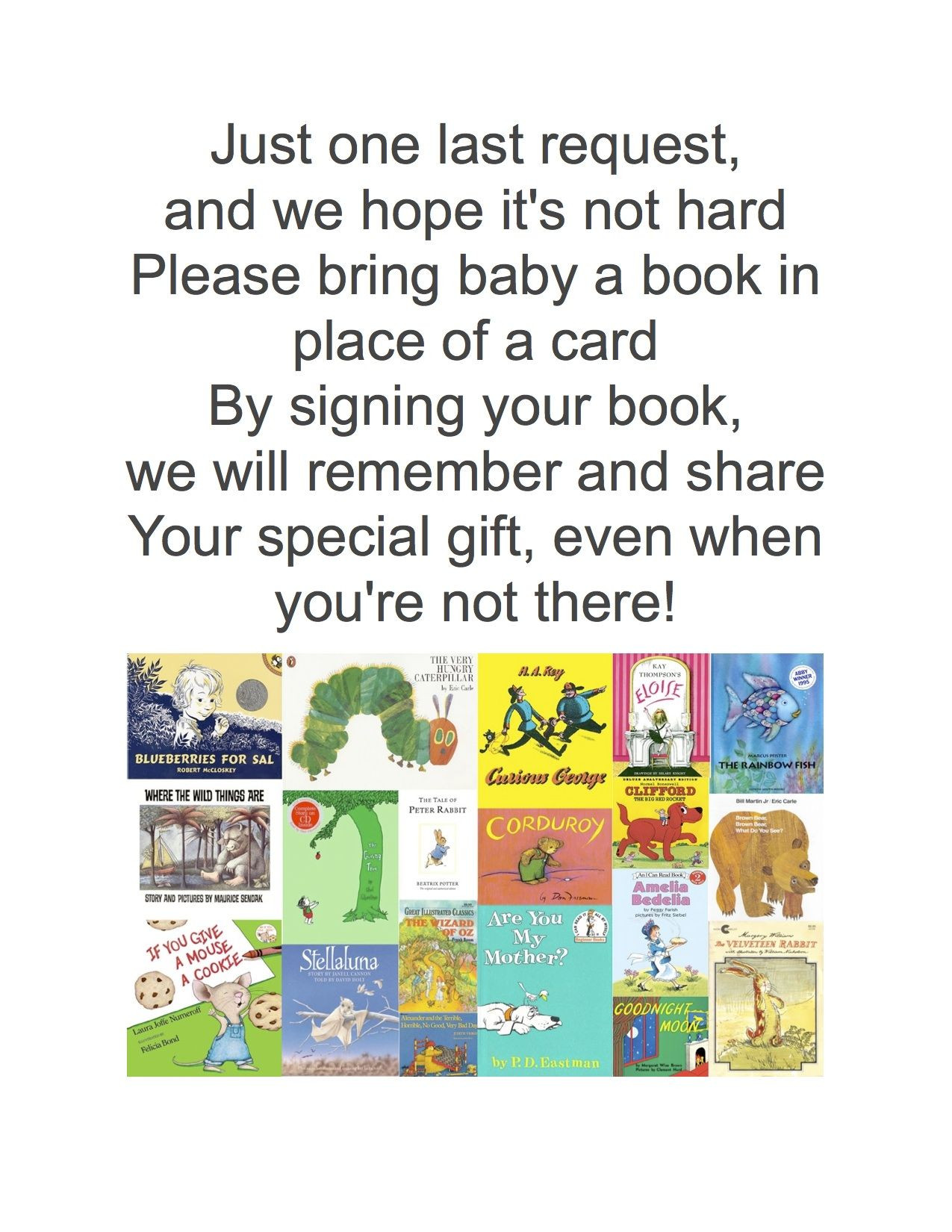 Children'S Book Quotes For Baby Shower
 Bring a Book instead of a Card Baby Shower Ideas