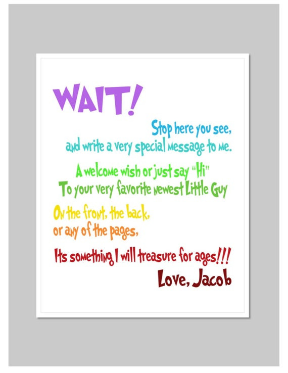 Children'S Book Quotes For Baby Shower
 Items similar to Dr Seuss Quote Baby Shower Guest Book