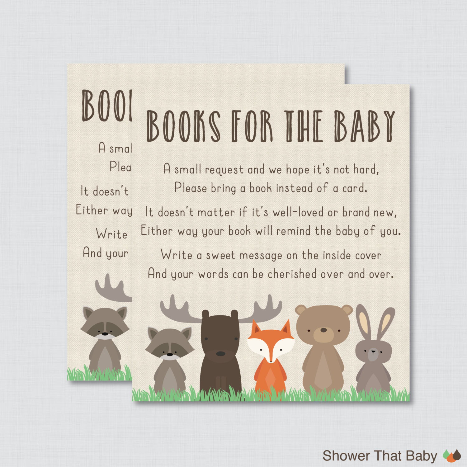 Children'S Book Quotes For Baby Shower
 Woodland Baby Shower Bring a Book Instead of a Card Invitation