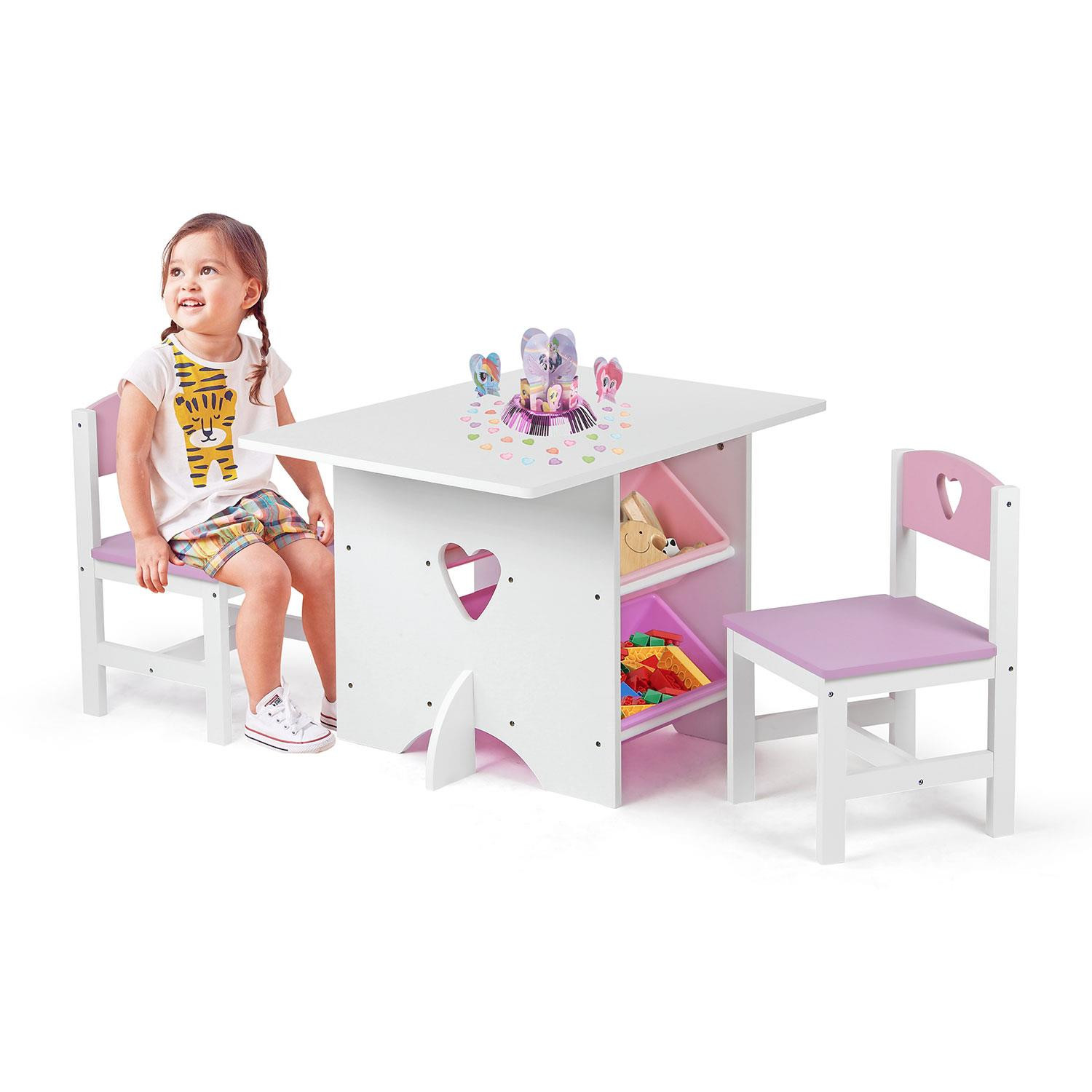 Children'S Table With Storage
 Wooden Kids Children s Nursery Play Table and 2 Chairs Set