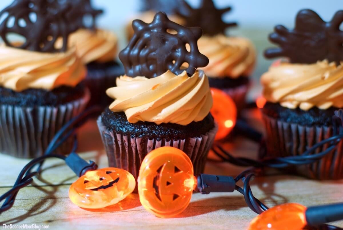 Chocolate Halloween Cupcakes
 Chocolate Spiderweb Halloween Cupcake Toppers The Soccer