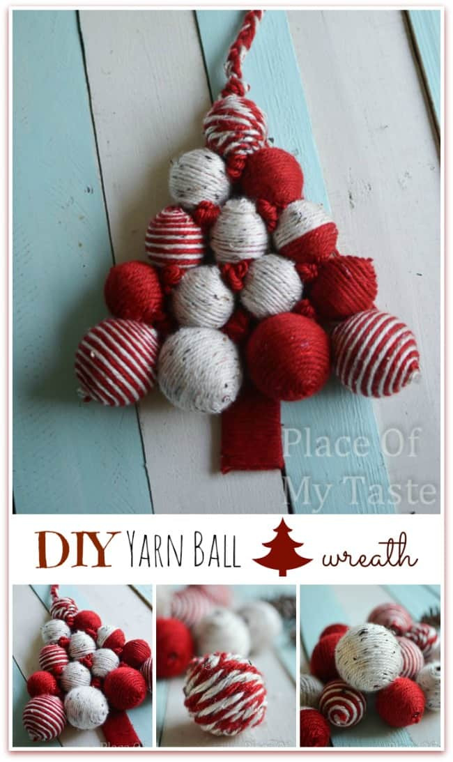 Christmas Ball Wreath DIY
 DIY YARN BALL CHRISTMAS TREE wreath