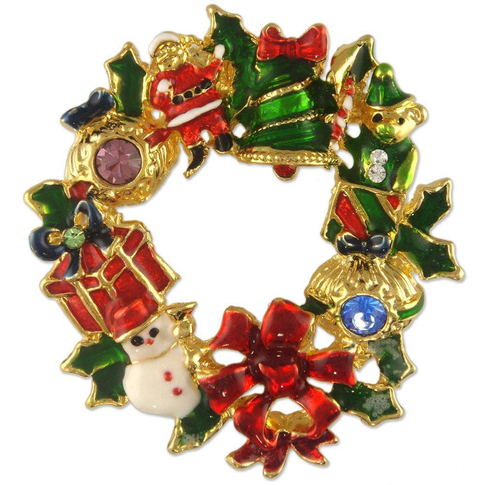 Christmas Brooches
 CRYSTAL CHRISTMAS WREATH BROOCH PENDANT PIN XMAS MADE WITH