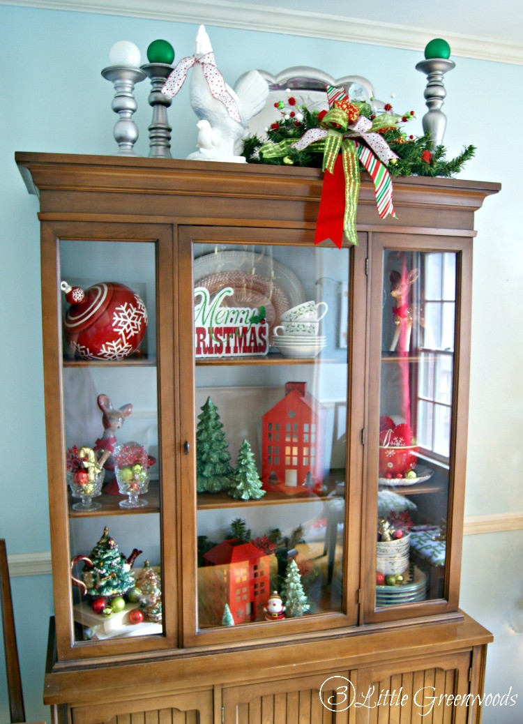 Christmas Cabinet Decorations
 Christmas Dining Room Holiday Home Tour