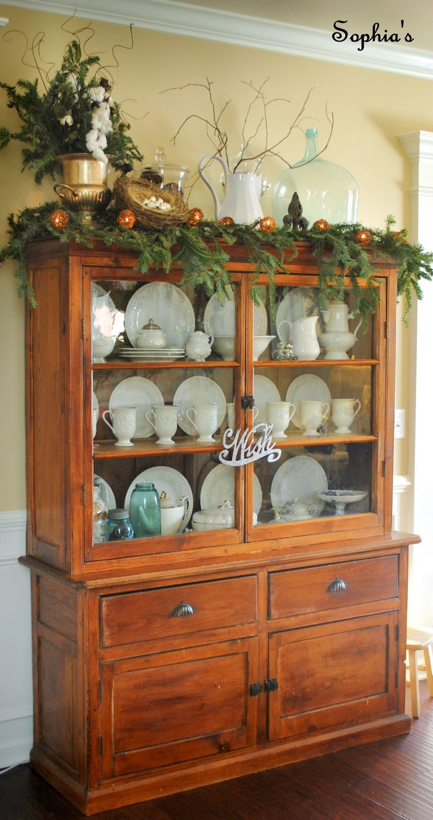 Christmas Cabinet Decorations
 Sophia s Christmas Cabinet Vignette