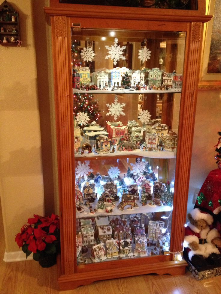Christmas Cabinet Decorations
 Christmas village in my curio cabinet