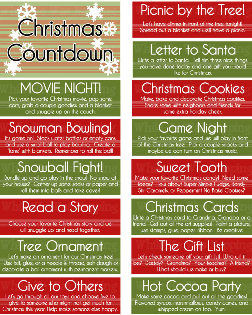 Christmas Countdown Ideas
 Printable Kid s Christmas Countdown Jar