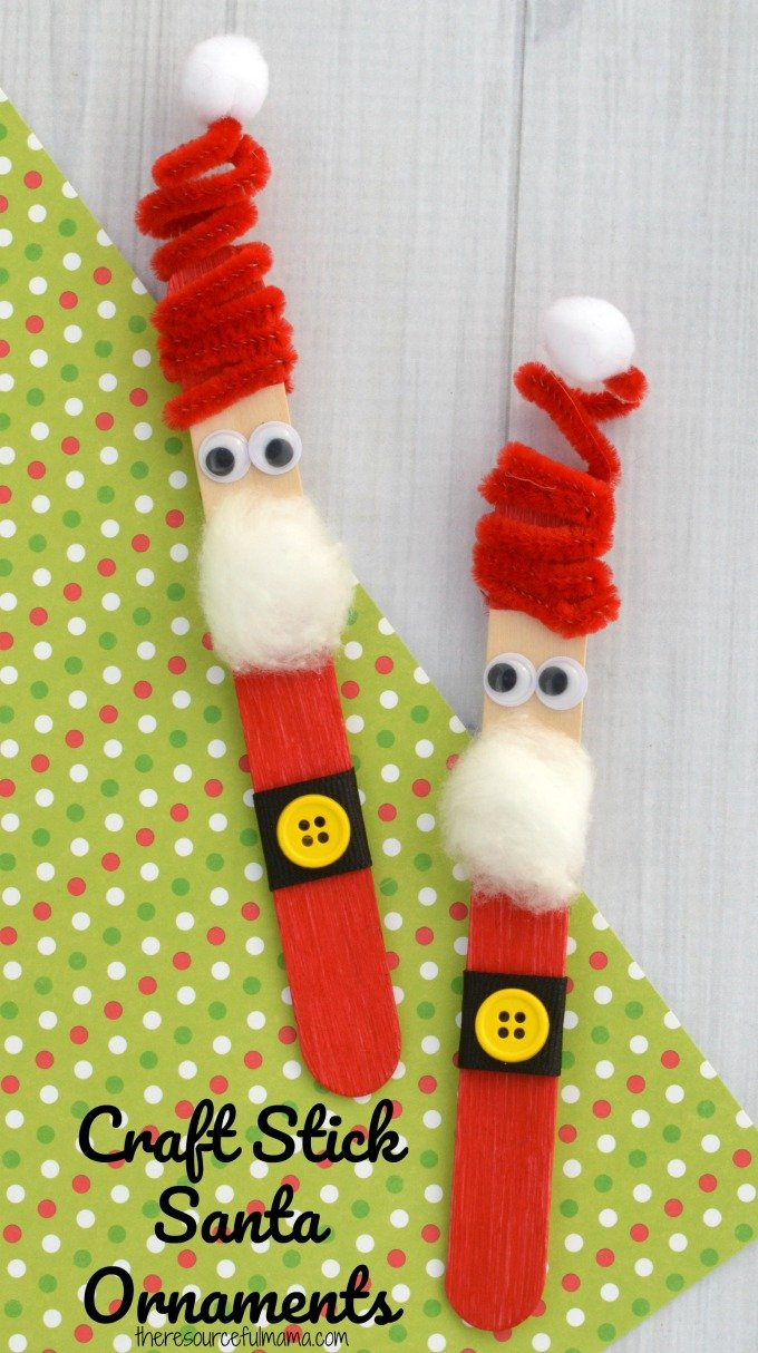 Christmas Craft For Toddlers Pinterest
 Craft Stick Santa Ornament The Resourceful Mama