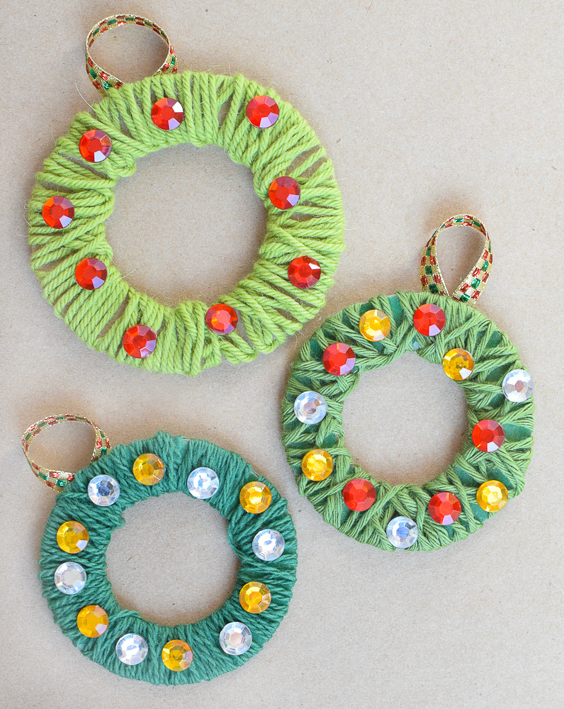 Christmas Crafts To Do With Toddlers
 Yarn Wrapped Christmas Wreath Ornaments