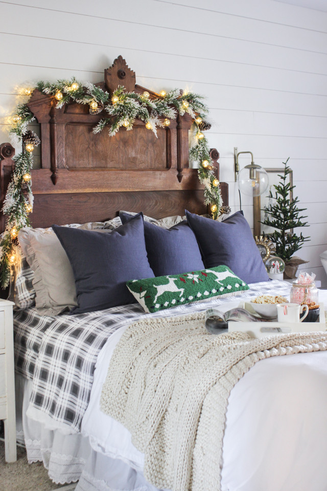 Christmas Decorations Bedroom
 Rustic Christmas Master Bedroom Shades of Blue Interiors