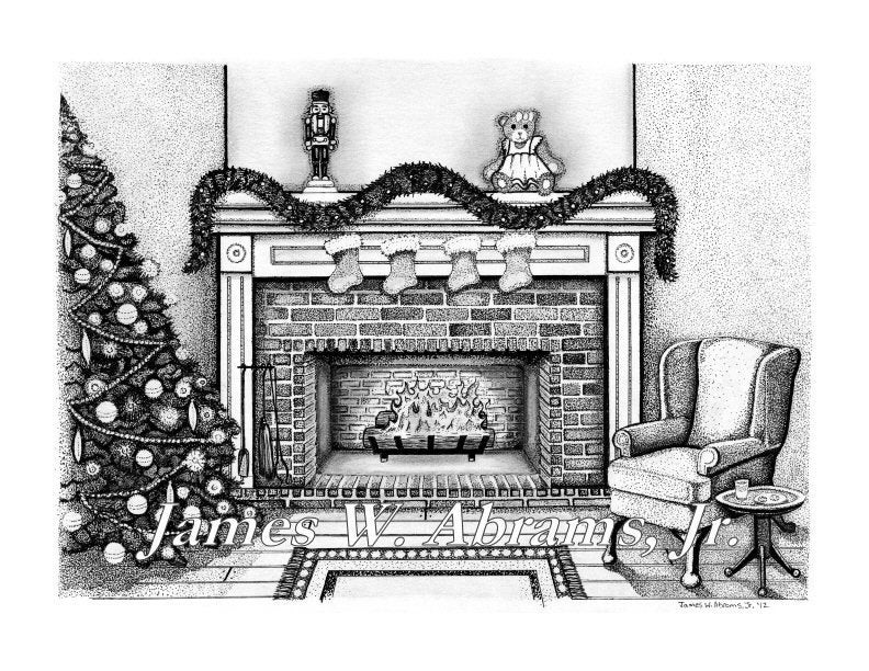 Christmas Fireplace Drawing
 Christmas Fireplace Scene