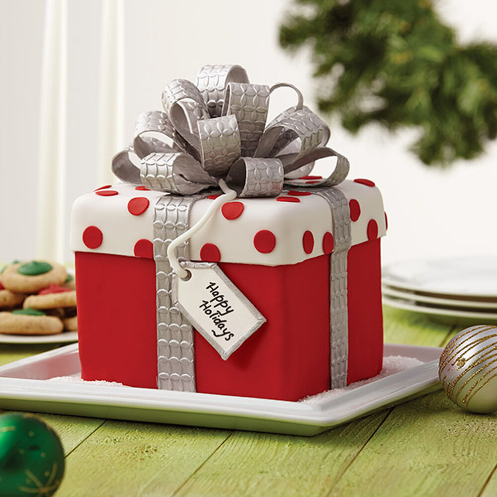 Christmas Gift Box Ideas
 Christmas Gift Box Fondant Cake with Bow