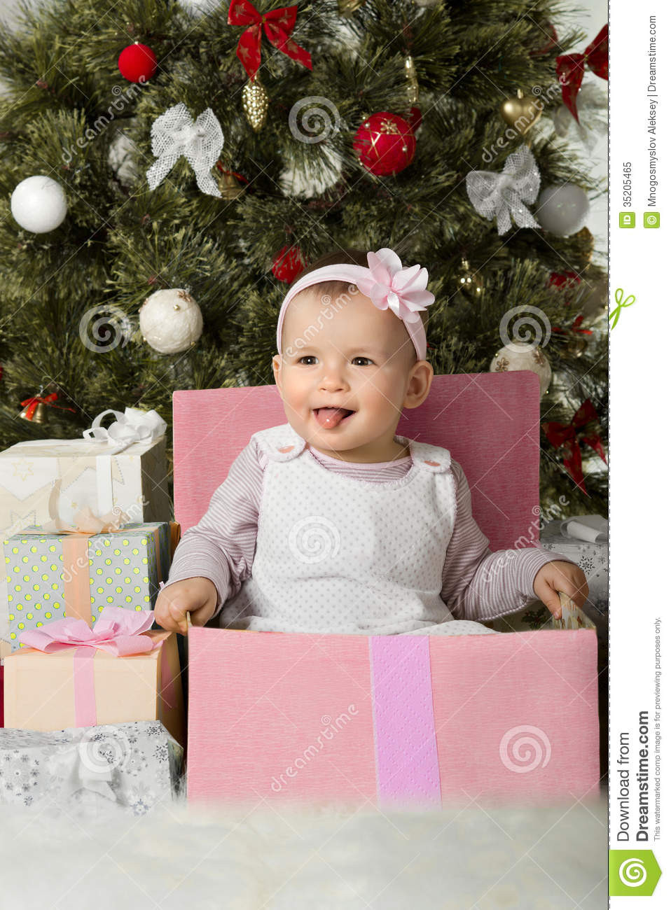 Christmas Gift Ideas For 1 Year Old Baby Girl
 Christmas and baby girl stock image Image of oneyearold