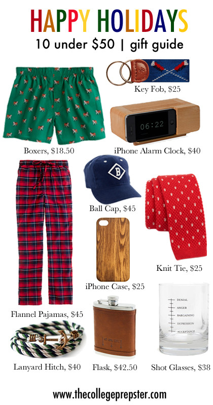 Christmas Gift Ideas For College Guys
 Holiday Gifts under $50 for guys Carly the Prepster