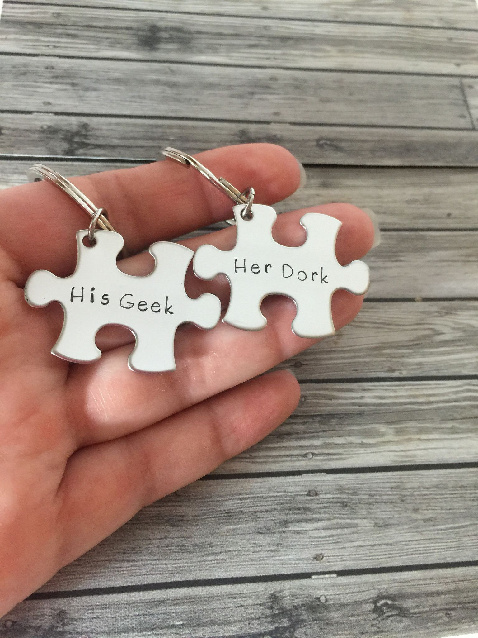 Christmas Gift Ideas For Older Couple
 His Geek Her Dork Couples Keychains Puzzle Pieces