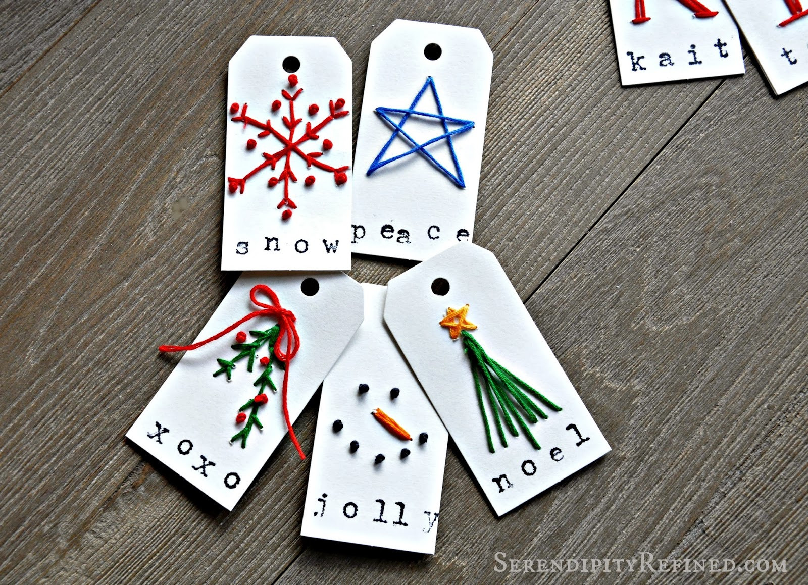 Christmas Gift Tags DIY
 Serendipity Refined Blog Embroidered Monogram Gift Tags