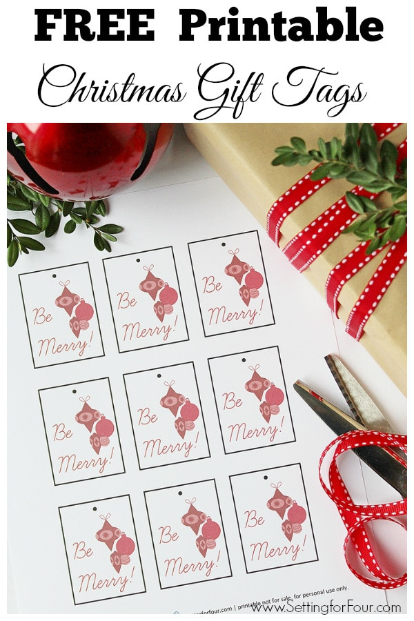 Christmas Gift Tags DIY
 Free Printable Christmas Gift Tags Setting for Four