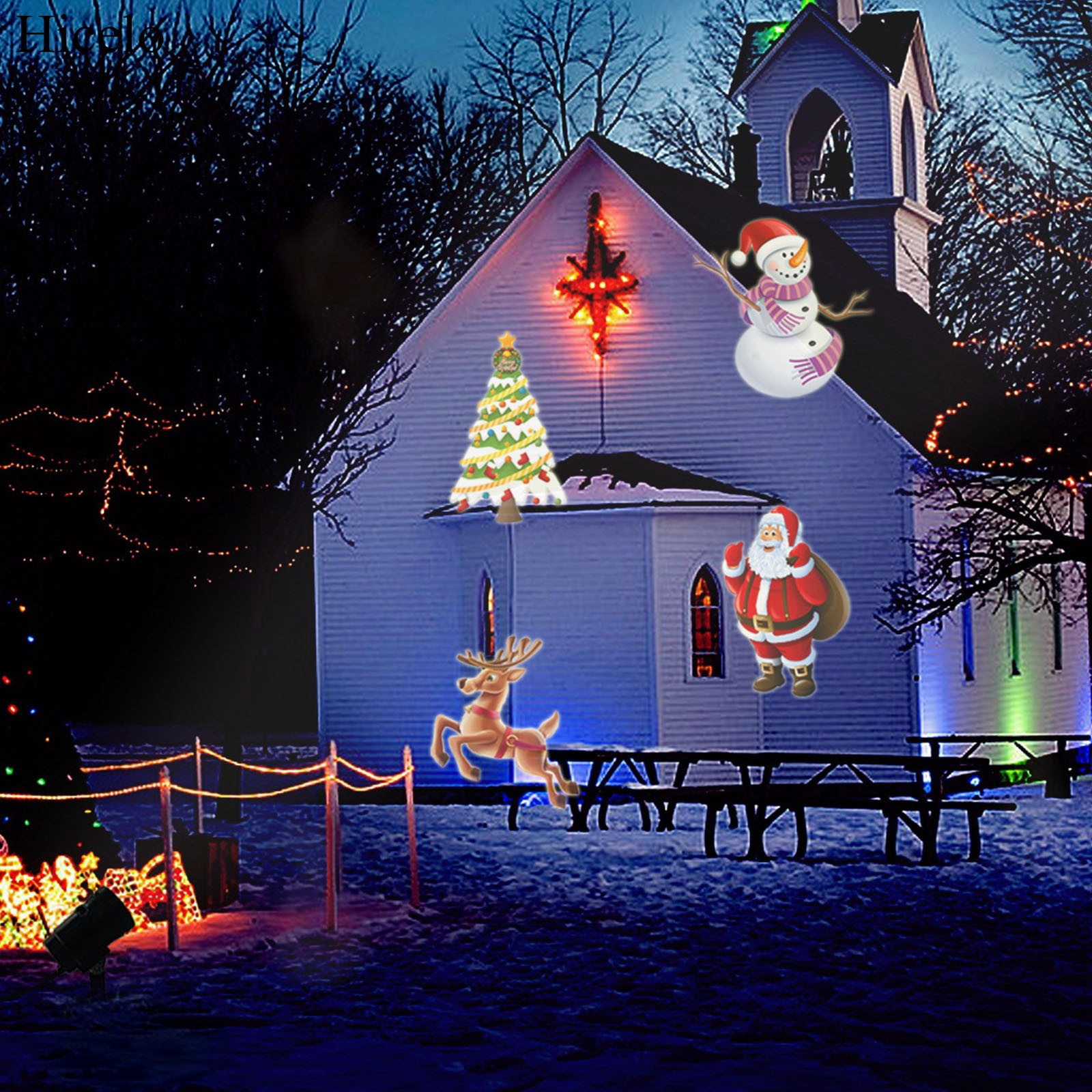 Christmas Outdoor Light Projection
 Hicelo Holiday Decoration Waterproof Outdoor for Christmas